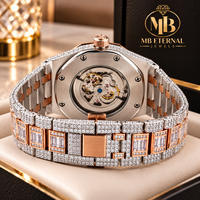Montre mécanique octogonale de luxe pour homme MB, 40 mm, acier inoxydable, lunette sertie de diamants, cadran analogique, verre saphir, fermoir déployant