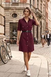 Nueva variante de Kurti de algodón cambray de la mejor calidad con bolsillos dobles sólidos y diseño de botones frontales con cinturón, proveedor de Surat - Product Image 4