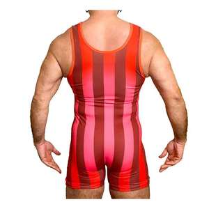 Combinaisons de lutte unisexes personnalisées en gros avec logo frontal imprimé par transfert thermique, en Spandex/Polyester extensible, respirantes, durables et à séchage rapide - Product Image 3