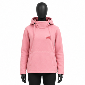Hoodie de ski surdimensionné personnalisé pour femme, rose, en polaire, imperméable, col montant, pour sports d'hiver et activités de plein air - Product Image 1