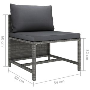 Sofá Mediano para Patio de Mimbre Sintético Gris, Acero y Tela 100% Poliéster, Talla Única - Product Image 5