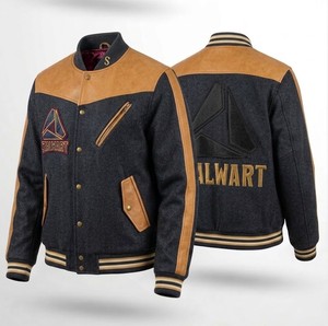 Veste universitaire unisexe STALWART IMPEX, manches en laine verte, logo géométrique, style preppy, coupe classique, vêtement d'hiver respirant et coupe-vent - Product Image 6