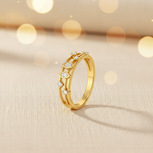 Bague de Fiançailles Tendance pour Femme en Argent Sterling S925, Trois Rangs, Sertie de Moissanite Taille Marquise et Taille Brillant, Monture Bezel - Product Image 1