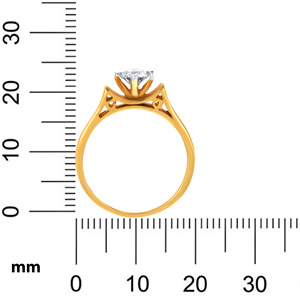 Bague Solitaire Ravine Charismatique de Luxe en Or Jaune 18 carats avec Diamant Solitaire Rond Brillant pour Femme - Product Image 5