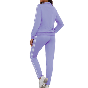 Women <b>Tracksuit</b> 2 Piece Set Purple Full Sleeve Zipper Front Casual Sportswear With Side Pockets Spring Wear Workouts <b>Tracksuit</b> - Product Image 3