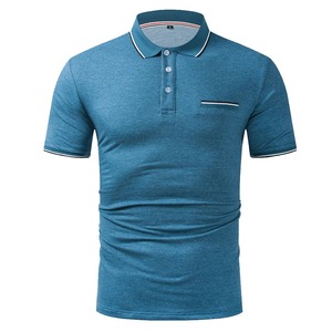 Polo en coton tricoté respirant avec logo brodé personnalisé, taille plus pour homme - Product Image 1