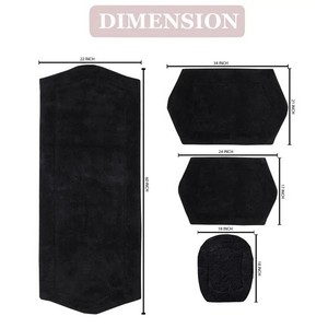 Modern Style <b>Water</b> Absorbent 100% Organic Cotton Bathroom Bath Mat | Thick Soft Reversible Non-Slip Bath Rug PVC-coated Hotel - Product Image 4