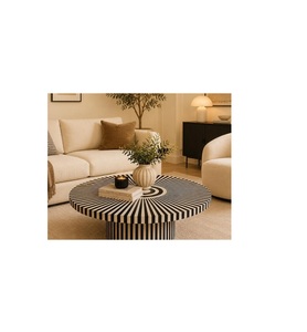 Mesa de Centro con Incrustaciones de Hueso, Mueble Artístico Hecho a Mano, Patrón de Mosaico Premium, Sofisticado para el Interior del Salón - Product Image 6