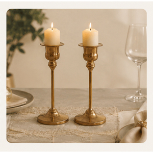 Handcrafted Solid Brass <b>Taper</b> <b>Candle</b> Holder Set Elegant Victorian Style Gold Candlestick Stands for Wedding Centerpieces - Product Image 4