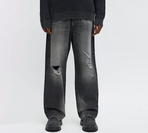 Wholesale Custom Straight Denim 100% Cotton <b>Mens</b> Casual Jeans Vintage Dark Wash Heavyweight Durable Workwear <b>Overalls</b> - Product Image 3