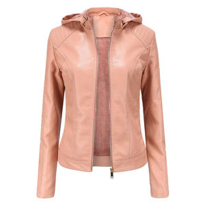 Veste en cuir PU pour femme, hiver 2025, col rabattu, imperméable, respirante, écologique, réversible, noire, OEM - Product Image 5