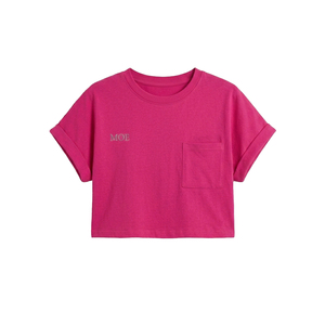 Wholesale Bright Pink Cropped Pocket women's shirt Breathable Crop <b>Top</b> Lightweight Fabric High Quality OEM Customizable Branding - Product Image 2