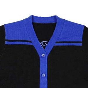Cardigan en tricot noir et bleu pour homme, manches longues, boutons sur le devant, couleur unie, pull d'automne - Product Image 2
