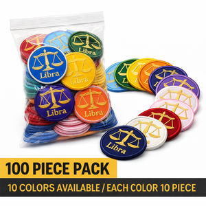 Patch brodé Zodiaque Libra – Pack de 100 pièces, 10 couleurs, à thermocoller/à coudre, motif astrologique (2,5 pouces chacun) - Product Image 1