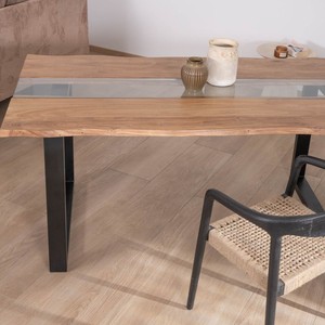 Mesa de comedor Vandana Ivory Surface Acacia con centro de vidrio Novelli 175 cm - Product Image 5