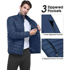 Veste matelassée pour homme sur mesure, résistante à l'eau, légère, pour l'hiver, le voyage, le ski, les activités de plein air, avec poches zippées - Product Image 3