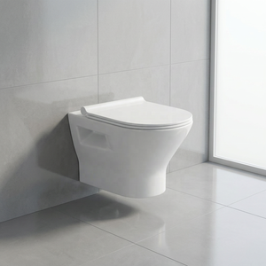WC suspendu rond moderne en céramique, motif marbre, sanitaires de salle de bain haut de gamme - Product Image 4