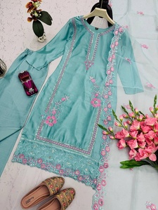 Nouvelle collection de vêtements de fête traditionnels de créateur, Salwar Kameez, ensembles de 3 pièces, broderie lourde en chinon, fils, paillettes, livraison rapide - Product Image 5