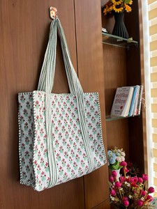 Bolso Tote Bohemio Hecho a Mano con Estampado para Mujer, Elegante y Moderno, con Cremallera, Estampado a Bloque, Acolchado a Máquina, Lavable, para Verano y Otoño - Product Image 4