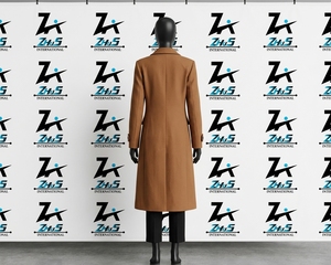 Abrigo de lana personalizado OEM para mujer, largo, con cuello con muescas, doble botonadura, cálido para invierno, corte ajustado, prenda exterior femenina. - Product Image 2