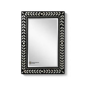 Miroir mural carré de luxe en MDF, miroir décoratif Art Déco fait main avec cadre géométrique noir pour mariage - Product Image 6