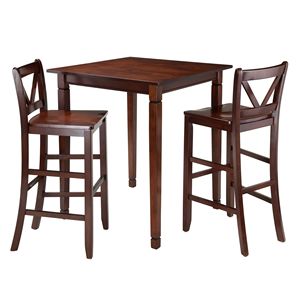 Kingsgate-Juego de muebles de Bar de 3 piezas, mesa de comedor con 2 sillas de bar con respaldo en V - Product Image 1