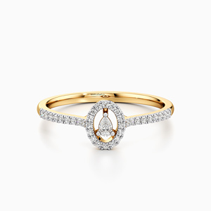 Bague de fiançailles en or 10K 14K 18K ou argent 925 935 avec halo de diamants de laboratoire taille poire pour femme, bijoux fins de luxe - Product Image 3