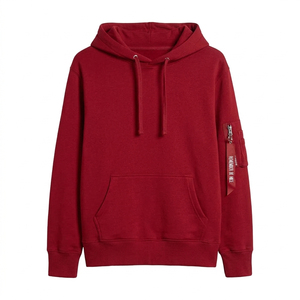 Sudadera con Capucha Negra para Hombre, Corte Holgado, Algodón French Terry, Diseño con Bolsillo, Estilo Casual Urbano, Logotipo en la Manga Izquierda, Ropa de Otoño - Product Image 3