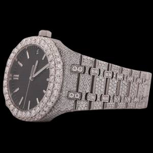 Most Trending <b>Black</b> Dial Custom Moissanite Fully Iced Out Diamond Wristwatch for <b>Man's</b> Hip Hop Style Bezel Setting Unique <b>Watch</b> - Product Image 2