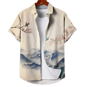 Vêtements pour hommes OEM vente en gros de chemises hawaïennes en coton à manches courtes décontractées col rabattu imprimé chemises hawaïennes pour hommes - Product Image 4