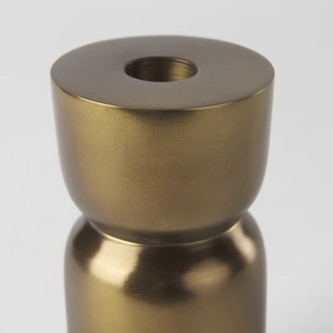 Japandi Style Hourglass Aluminum Candle Holder Elegant Satin Gold Metallic Desktop <b>Candlestick</b> Chic Abstract Totem Shape for - Product Image 2
