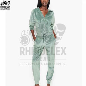 Ensemble jogging velours unisexe 2 pièces avec logo personnalisé sur la bande latérale, ensemble de survêtement patchwork pour couple, survêtement en velours pour homme et femme - Product Image 4