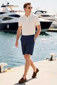 Polo à manches courtes blanc uni pour homme, col boutonné décontracté - Product Image 6