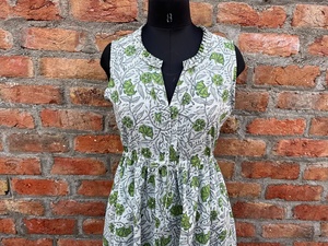 Vestido Maxi sin Mangas con Cuello en V y Estampado a Mano, Estilo Casual, de Algodón Indio con Bordado Floral, para Mujer - Product Image 4