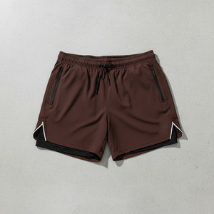 Men's Running <b>Shorts</b> 2 in 1 <b>Compression</b> Inner Tight Reflective Detail Zip Pocket Lightweight OEM Wholesale Supplier - Product Image 4