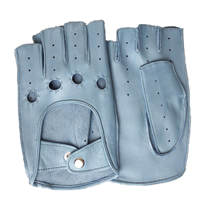 Gants de musculation pour hommes en cuir noir solide, respirants, légers, demi-doigts, fermeture à enfiler, toutes saisons - Product Image 5