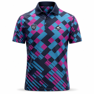 Camiseta de Golf para Hombre con Patrón Geométrico, Manga Corta, Tejido de Punto de Secado Rápido, Logotipo Personalizado con Impresión Frontal - Product Image 1
