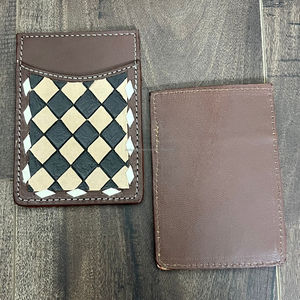 Premium Genuine Tooled Leather Handmade Checkered <b>Card</b> Holder New Custom Designer Slim <b>Wallet</b> & <b>Card</b> Case for Men & Women - Product Image 6