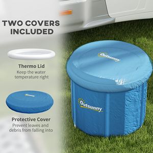 Vasca Portatile per Bagno di Ghiaccio per il Recupero degli Atleti con Coperchio Termico e Struttura in PVC - Blu Scuro - Product Image 4