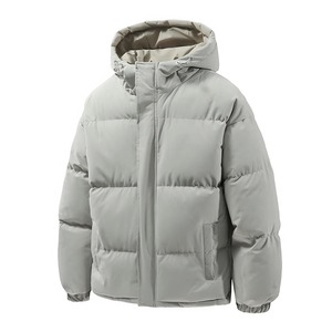 <b>Light</b> Blue Hooded <b>Puffer</b> <b>Jacket</b> Windproof Zipper Closure Casual Winter Thick Fit Polyester Shell Unisex Regular Sleeve - Product Image 4