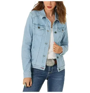 OEM Manufacturer Plus Size Wholesale Custom <b>Long</b> Stretch <b>Denim</b> <b>Jacket</b> for Women Winter Cotton Jean <b>Jacket</b> <b>Denim</b> <b>Jacket</b> - Product Image 1