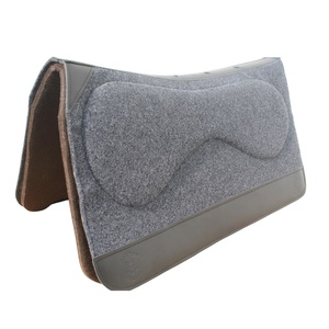 Tapis de selle western en feutre de laine profilé en cuir premium, fond en feutre absorbant les chocs, respirant, pour l'entraînement équestre - Product Image 1