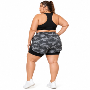 Shorts Deportivos de Doble Capa con Camuflaje para Mujer, Talla Grande, Cintura con Cordón, 2 en 1, Shorts de Yoga Transpirables para Entrenamiento - Product Image 4