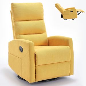 Manual <b>Recliner</b> Chair with Rocker and Swivel Yellow Fabric for Living Room Perfect Comfor - Product Image 4