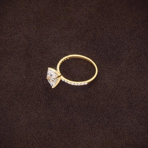 Princess Cut <b>Solitaire</b> <b>Ring</b> Fine Jewelry Luxury Solid Yellow Gold Plated Moissanite Claw Prong Set Engagement Wedding Gift - Product Image 3