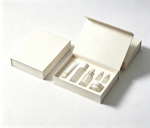 Ivory Rigid Cosmetic <b>Box</b> <b>Set</b> With Satin Liner Rectangle High-End Packaging For Beauty Products - Product Image 1