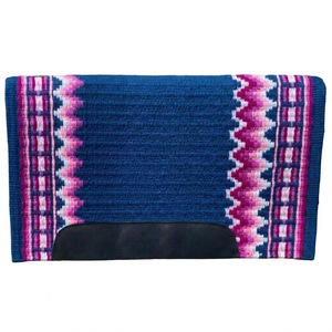 Tapis de selle en coton à motif aztèque bleu avec doublure en polaire, couverture de selle en laine pour cheval de style western - Product Image 5