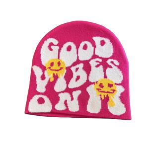 Gorro de Lana de Punto Estilo Y2K Personalizado al por Mayor, con Estampados Fantasmales Europeos, para Adultos, Otoño Invierno, Gorro Jacquard - Product Image 1