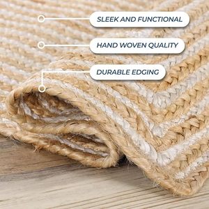 Tapis de sol écologique en jute et coton tressé à la main, épais, classique, moderne, à poils plats, antidérapant, sur mesure, pour salon et salle de sport - Product Image 1