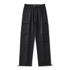 Pantalones Cargo Tácticos Negros para Hombre, Tejido de Poliéster Transpirable, Cintura Media, Pierna Recta, Múltiples Bolsillos, Cierre con Cordón - Product Image 1